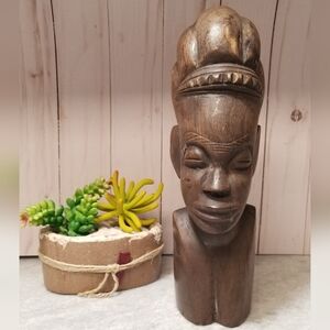 Handcrafted Wooden African Bust